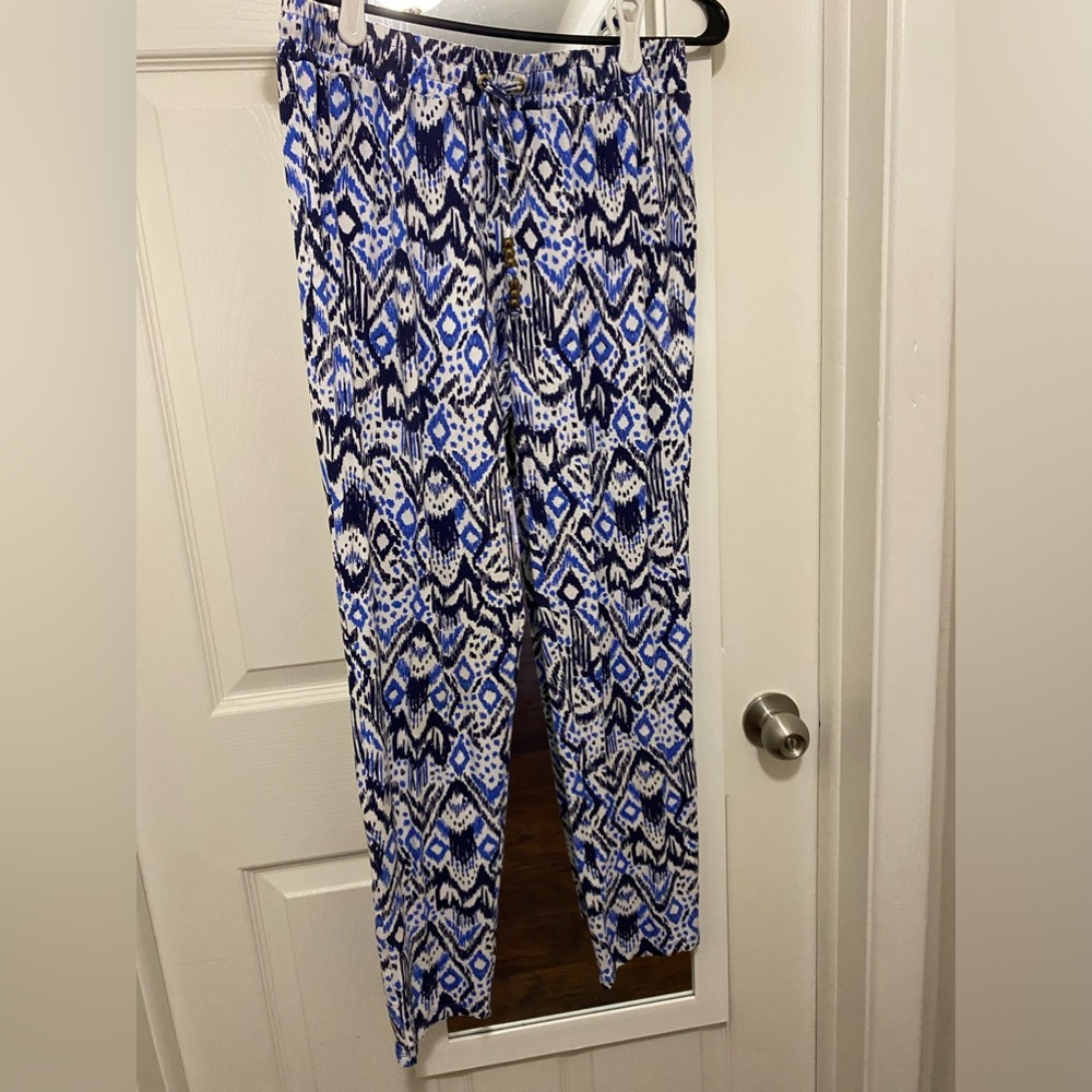 Lilly Pulitzer Blue and Black Straight Leg Pants